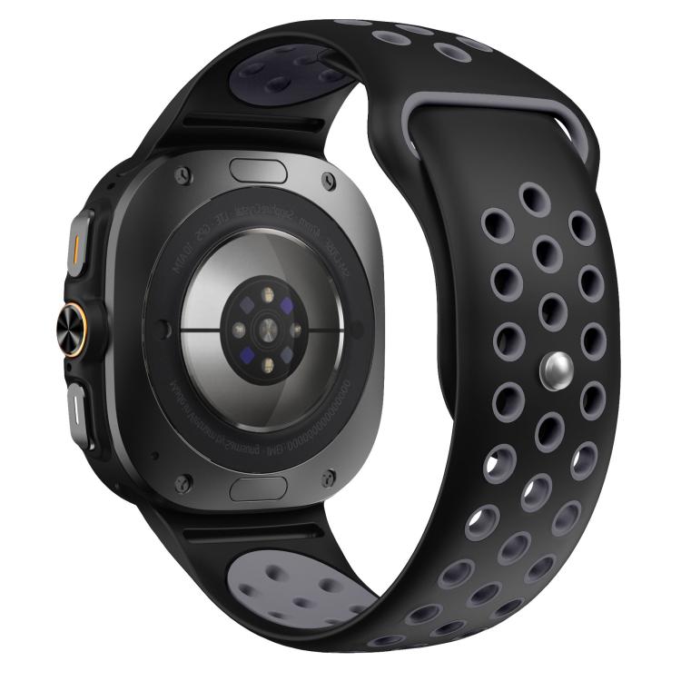 For Samsung Galaxy Watch Ultra 47mm / Ultra 2025 Two Color Round Holes Reverse Buckle Silicone Watch Band(Black Grey) - Mega Discount Store LebanonLebanon
