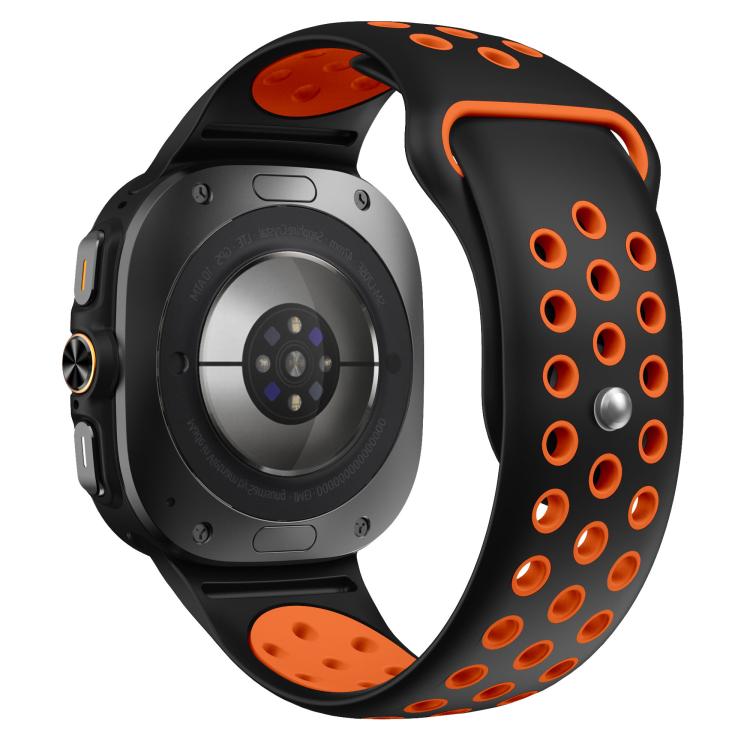 For Samsung Galaxy Watch Ultra 47mm / Ultra 2025 Two Color Round Holes Reverse Buckle Silicone Watch Band(Black Orange) - Mega Discount Store LebanonLebanon