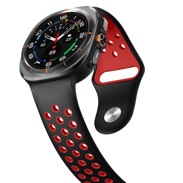 For Samsung Galaxy Watch Ultra 47mm / Ultra 2025 Two Color Round Holes Reverse Buckle Silicone Watch Band(Black Red) - Mega Discount Store LebanonLebanon