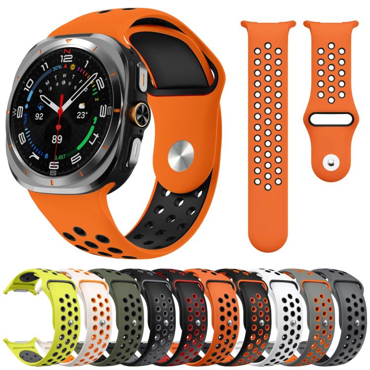 For Samsung Galaxy Watch Ultra 47mm / Ultra 2025 Two Color Round Holes Reverse Buckle Silicone Watch Band(Black Red) - Mega Discount Store LebanonLebanon