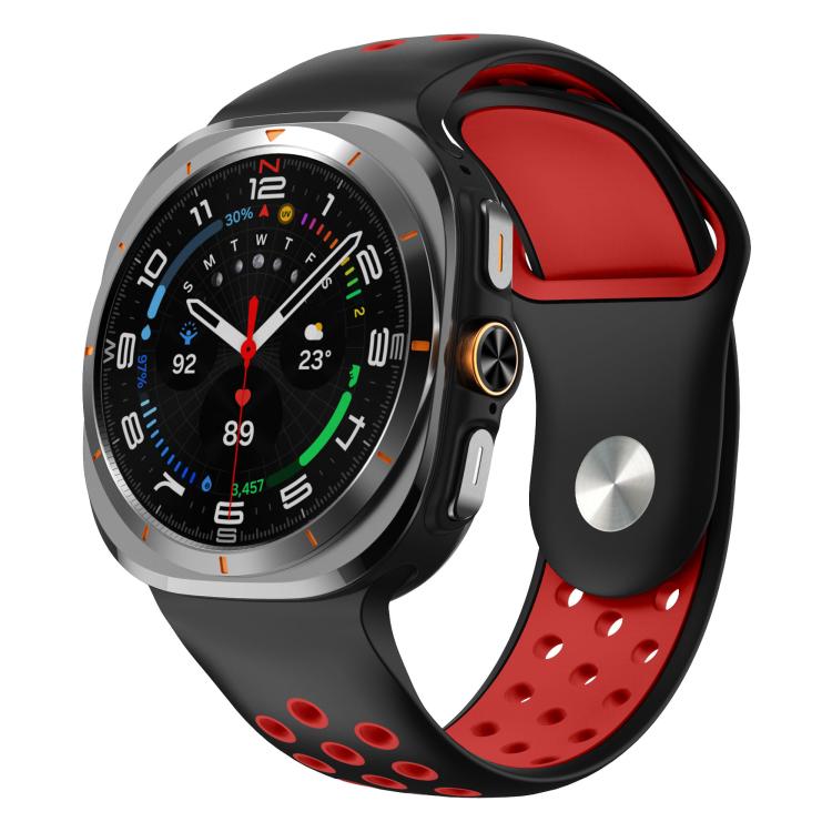 For Samsung Galaxy Watch Ultra 47mm / Ultra 2025 Two Color Round Holes Reverse Buckle Silicone Watch Band(Black Red) - Mega Discount Store LebanonLebanon