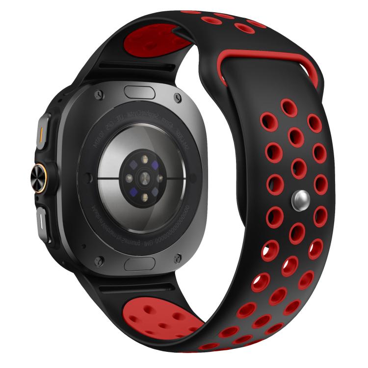 For Samsung Galaxy Watch Ultra 47mm / Ultra 2025 Two Color Round Holes Reverse Buckle Silicone Watch Band(Black Red) - Mega Discount Store LebanonLebanon