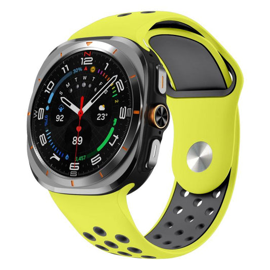 For Samsung Galaxy Watch Ultra 47mm / Ultra 2025 Two Color Round Holes Reverse Buckle Silicone Watch Band(Lime Grey) - Mega Discount Store LebanonLebanon