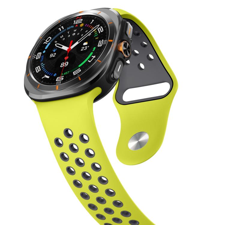 For Samsung Galaxy Watch Ultra 47mm / Ultra 2025 Two Color Round Holes Reverse Buckle Silicone Watch Band(Lime Grey) - Mega Discount Store LebanonLebanon