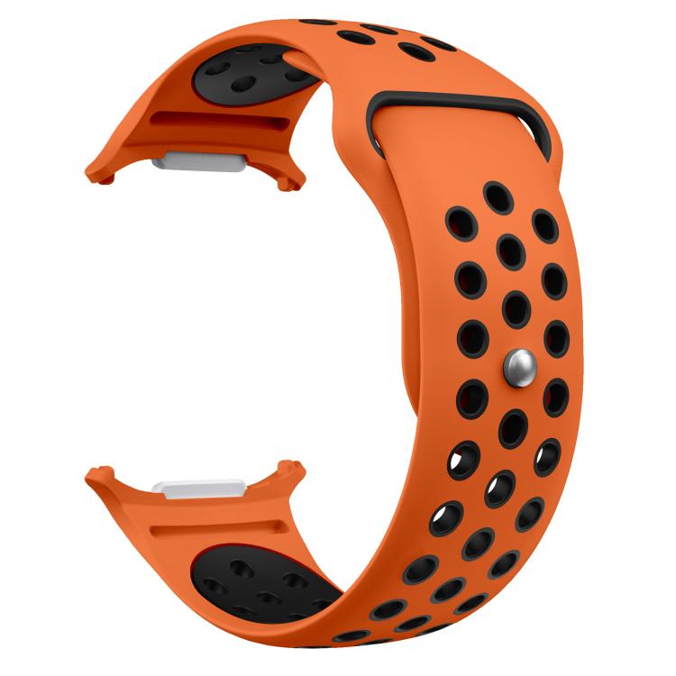 For Samsung Galaxy Watch Ultra 47mm / Ultra 2025 Two Color Round Holes Reverse Buckle Silicone Watch Band(Orange Black) - Mega Discount Store LebanonLebanon
