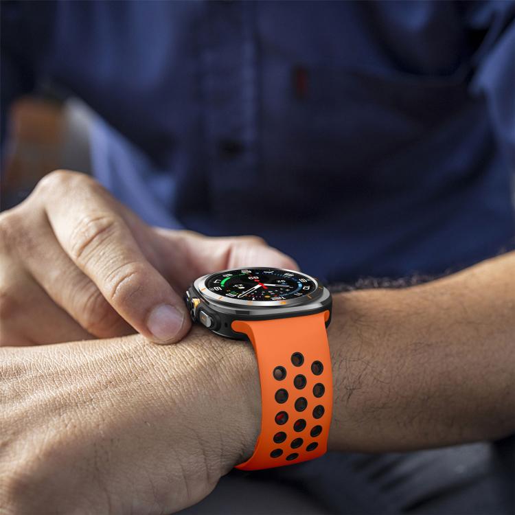 For Samsung Galaxy Watch Ultra 47mm / Ultra 2025 Two Color Round Holes Reverse Buckle Silicone Watch Band(Orange Black) - Mega Discount Store LebanonLebanon