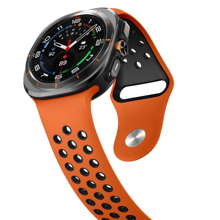 For Samsung Galaxy Watch Ultra 47mm / Ultra 2025 Two Color Round Holes Reverse Buckle Silicone Watch Band(Orange Black) - Mega Discount Store LebanonLebanon