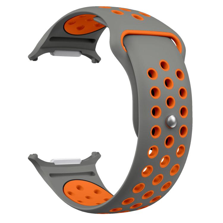 For Samsung Galaxy Watch Ultra 47mm / Ultra 2025 Two Color Round Holes Reverse Buckle Silicone Watch Band(Space Grey Orange) - Mega Discount Store LebanonLebanon