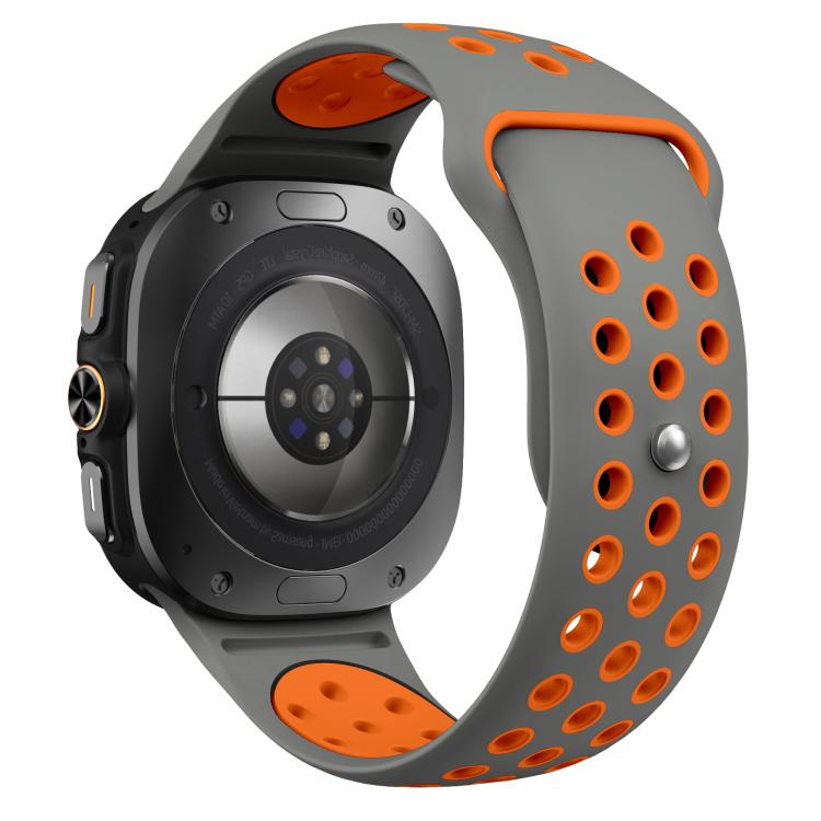 For Samsung Galaxy Watch Ultra 47mm / Ultra 2025 Two Color Round Holes Reverse Buckle Silicone Watch Band(Space Grey Orange) - Mega Discount Store LebanonLebanon