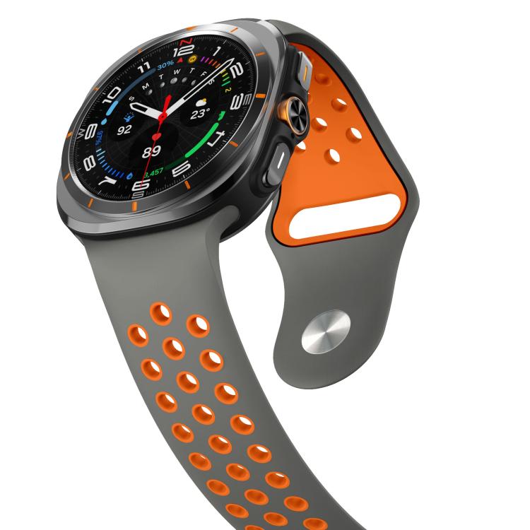 For Samsung Galaxy Watch Ultra 47mm / Ultra 2025 Two Color Round Holes Reverse Buckle Silicone Watch Band(Space Grey Orange) - Mega Discount Store LebanonLebanon