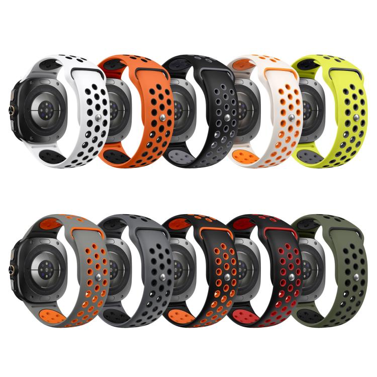 For Samsung Galaxy Watch Ultra 47mm / Ultra 2025 Two Color Round Holes Reverse Buckle Silicone Watch Band(Starlight Orange) - Mega Discount Store LebanonLebanon