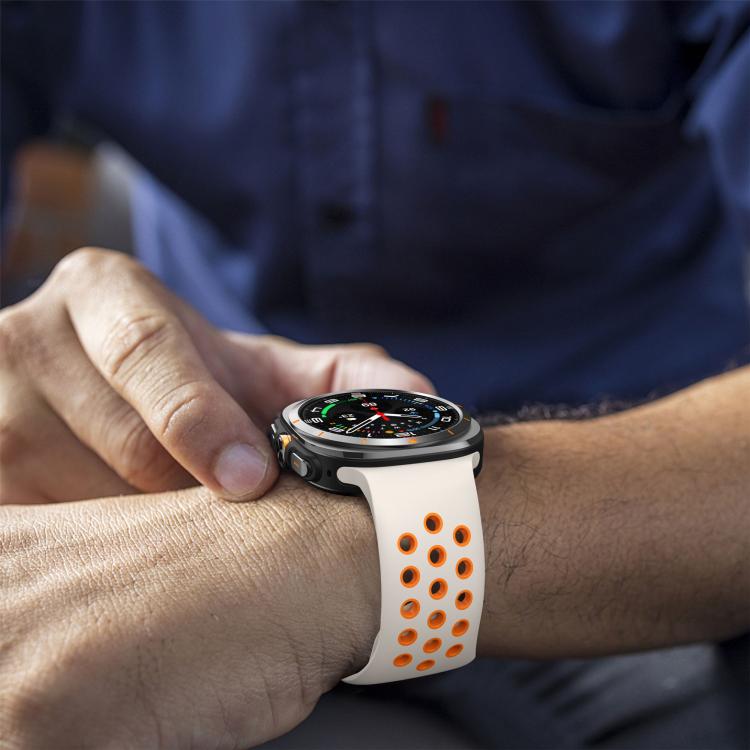 For Samsung Galaxy Watch Ultra 47mm / Ultra 2025 Two Color Round Holes Reverse Buckle Silicone Watch Band(Starlight Orange) - Mega Discount Store LebanonLebanon