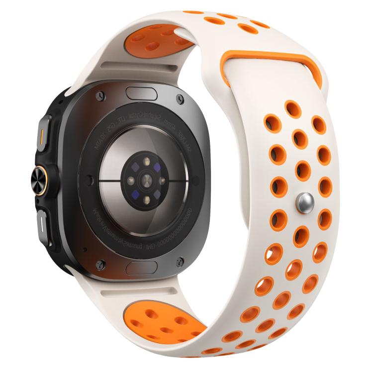 For Samsung Galaxy Watch Ultra 47mm / Ultra 2025 Two Color Round Holes Reverse Buckle Silicone Watch Band(Starlight Orange) - Mega Discount Store LebanonLebanon