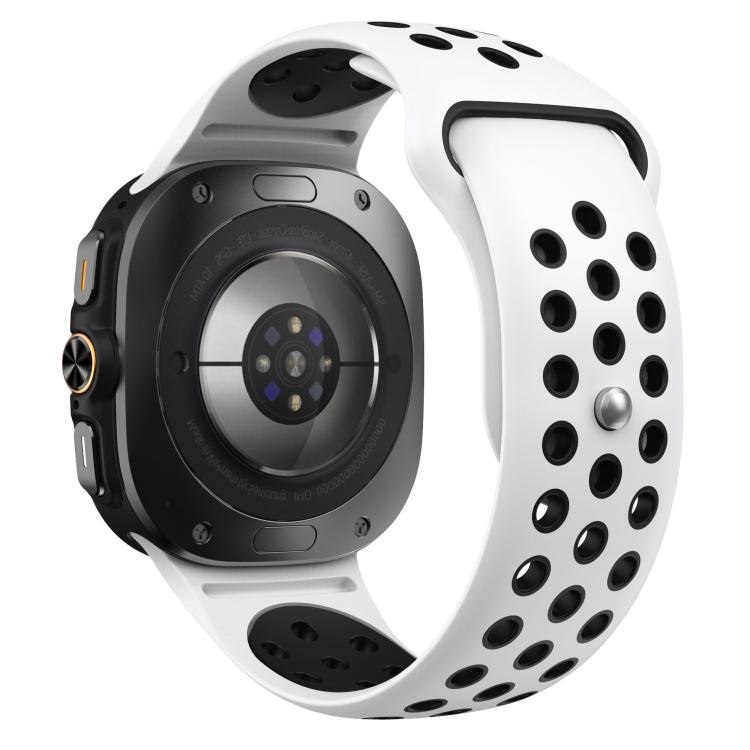 For Samsung Galaxy Watch Ultra 47mm / Ultra 2025 Two Color Round Holes Reverse Buckle Silicone Watch Band(White Black) - Mega Discount Store LebanonLebanon