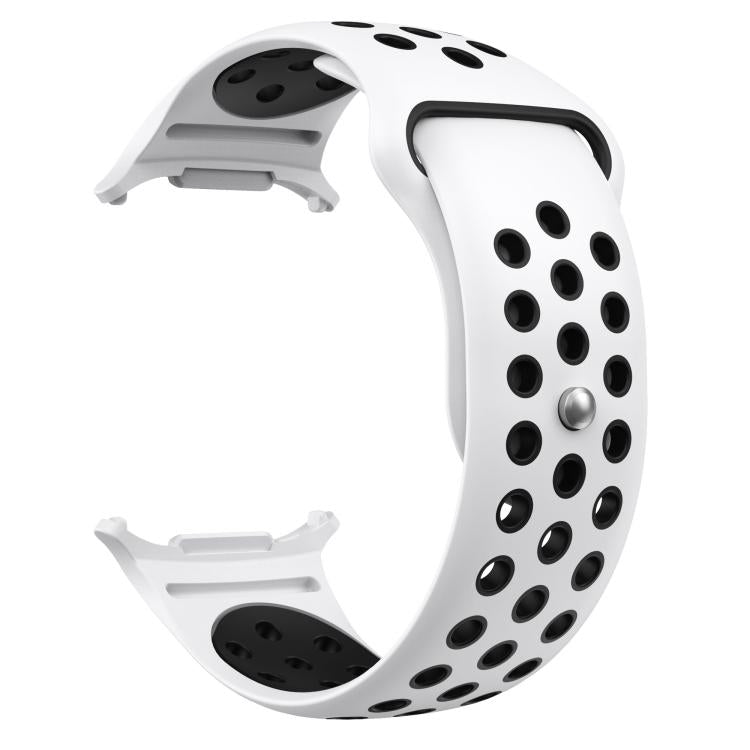 For Samsung Galaxy Watch Ultra 47mm / Ultra 2025 Two Color Round Holes Reverse Buckle Silicone Watch Band(White Black) - Mega Discount Store LebanonLebanon