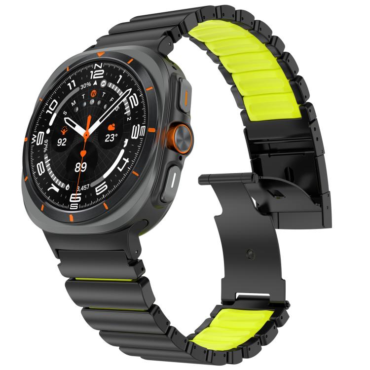 For Samsung Galaxy Watch8 / 8 Classic Turtle Buckle Dual Color Titanium Metal Silicone Watch Band(Black Green) - Mega Discount Store LebanonLebanon