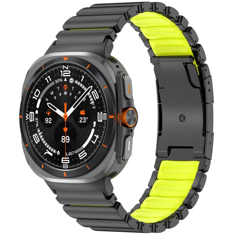 For Samsung Galaxy Watch8 / 8 Classic Turtle Buckle Dual Color Titanium Metal Silicone Watch Band(Black Green) - Mega Discount Store LebanonLebanon
