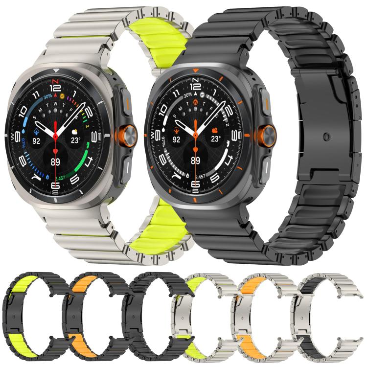 For Samsung Galaxy Watch8 / 8 Classic Turtle Buckle Dual Color Titanium Metal Silicone Watch Band(Black Green) - Mega Discount Store LebanonLebanon