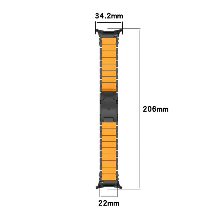 For Samsung Galaxy Watch8 / 8 Classic Turtle Buckle Dual Color Titanium Metal Silicone Watch Band(Black Orange) - Mega Discount Store LebanonLebanon