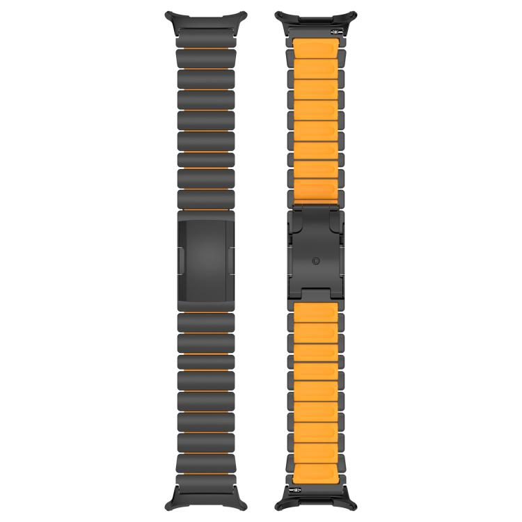 For Samsung Galaxy Watch8 / 8 Classic Turtle Buckle Dual Color Titanium Metal Silicone Watch Band(Black Orange) - Mega Discount Store LebanonLebanon