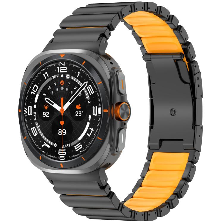 For Samsung Galaxy Watch8 / 8 Classic Turtle Buckle Dual Color Titanium Metal Silicone Watch Band(Black Orange) - Mega Discount Store LebanonLebanon