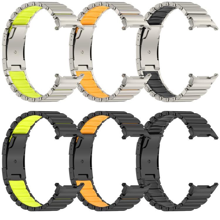 For Samsung Galaxy Watch8 / 8 Classic Turtle Buckle Dual Color Titanium Metal Silicone Watch Band(Black Orange) - Mega Discount Store LebanonLebanon