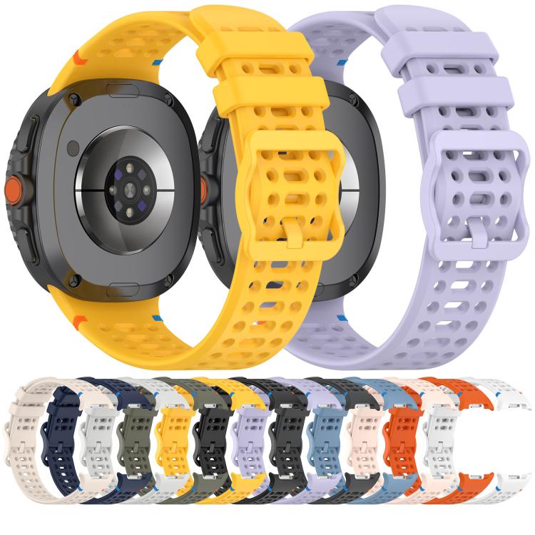 For Samsung Galaxy Watch8 / Watch8 Classic Eight - shaped Buckle Breathable Stitched Silicone Watch Band(Yellow) - Mega Discount Store LebanonLebanon