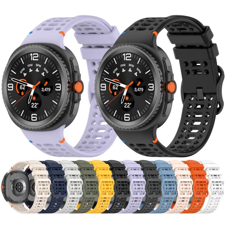 For Samsung Galaxy Watch8 / Watch8 Classic Eight - shaped Buckle Breathable Stitched Silicone Watch Band(Yellow) - Mega Discount Store LebanonLebanon