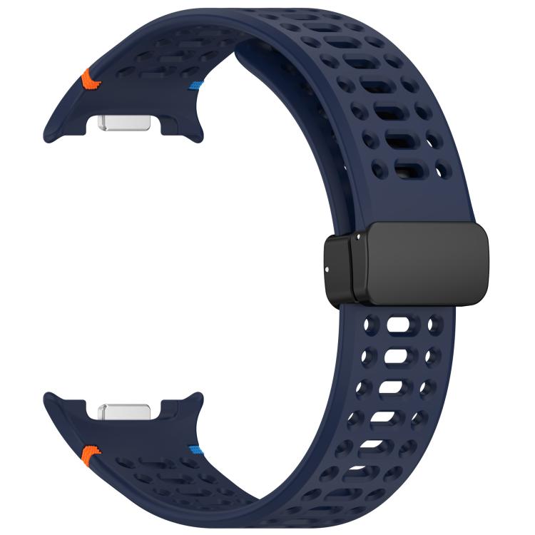For Samsung Galaxy Watch8 / Watch8 Classic Magnetic Black Buckle Breathable Stitched Silicone Watch Band(Dark Blue) - Mega Discount Store LebanonLebanon