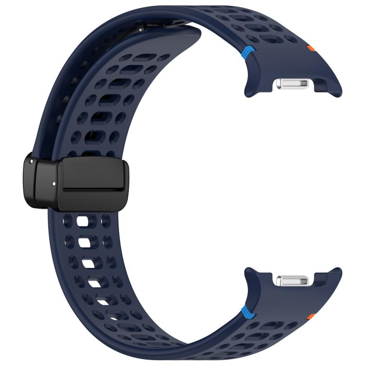 For Samsung Galaxy Watch8 / Watch8 Classic Magnetic Black Buckle Breathable Stitched Silicone Watch Band(Dark Blue) - Mega Discount Store LebanonLebanon