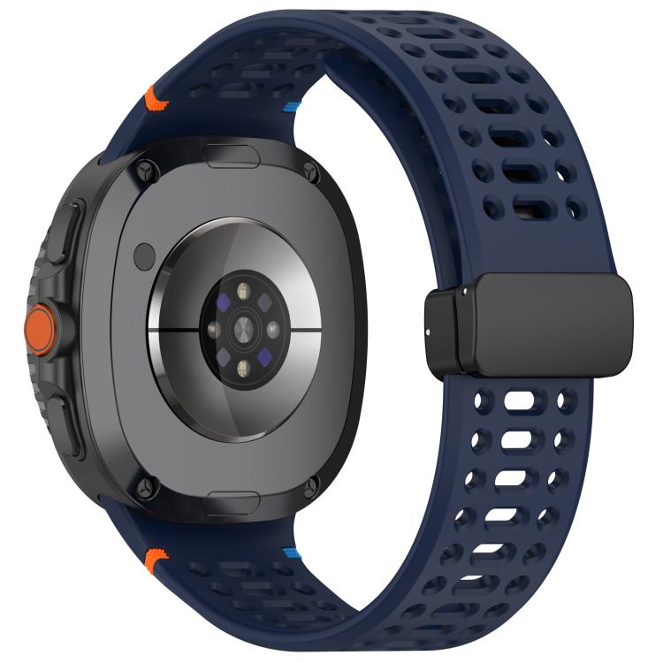 For Samsung Galaxy Watch8 / Watch8 Classic Magnetic Black Buckle Breathable Stitched Silicone Watch Band(Dark Blue) - Mega Discount Store LebanonLebanon