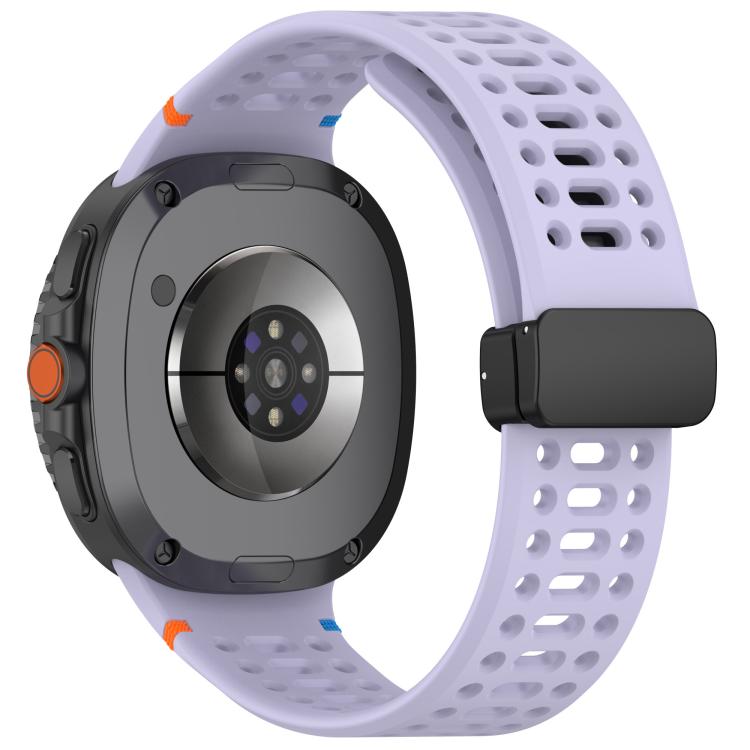 For Samsung Galaxy Watch8 / Watch8 Classic Magnetic Black Buckle Breathable Stitched Silicone Watch Band(Purple) - Mega Discount Store LebanonLebanon