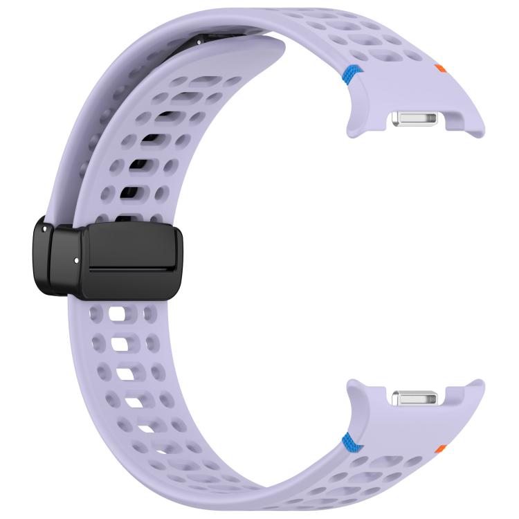 For Samsung Galaxy Watch8 / Watch8 Classic Magnetic Black Buckle Breathable Stitched Silicone Watch Band(Purple) - Mega Discount Store LebanonLebanon