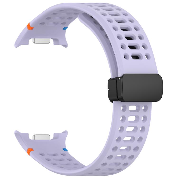 For Samsung Galaxy Watch8 / Watch8 Classic Magnetic Black Buckle Breathable Stitched Silicone Watch Band(Purple) - Mega Discount Store LebanonLebanon