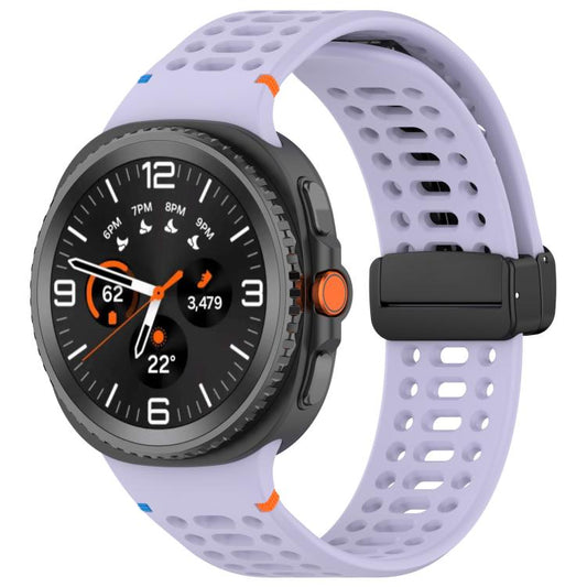 For Samsung Galaxy Watch8 / Watch8 Classic Magnetic Black Buckle Breathable Stitched Silicone Watch Band(Purple) - Mega Discount Store LebanonLebanon