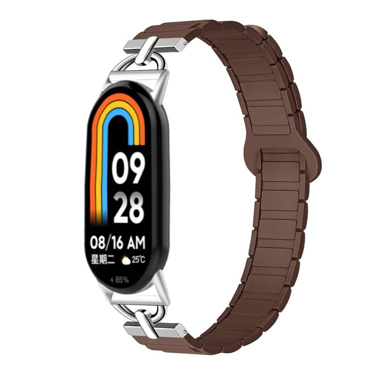 For Xiaomi Smart Band 10 / 9 / 8 D - shaped Tri - beads Magnetic Silicone Watch Band(Chocolate Color) - Mega Discount Store LebanonLebanon