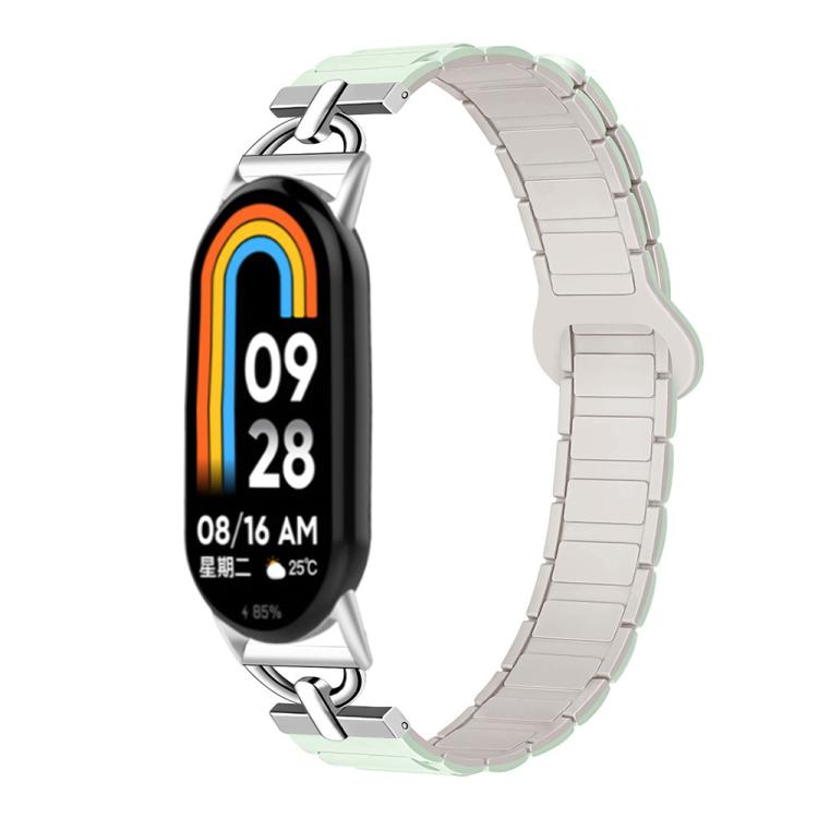 For Xiaomi Smart Band 10 / 9 / 8 D - shaped Tri - beads Magnetic Silicone Watch Band(Light Mint Starlight) - Mega Discount Store LebanonLebanon