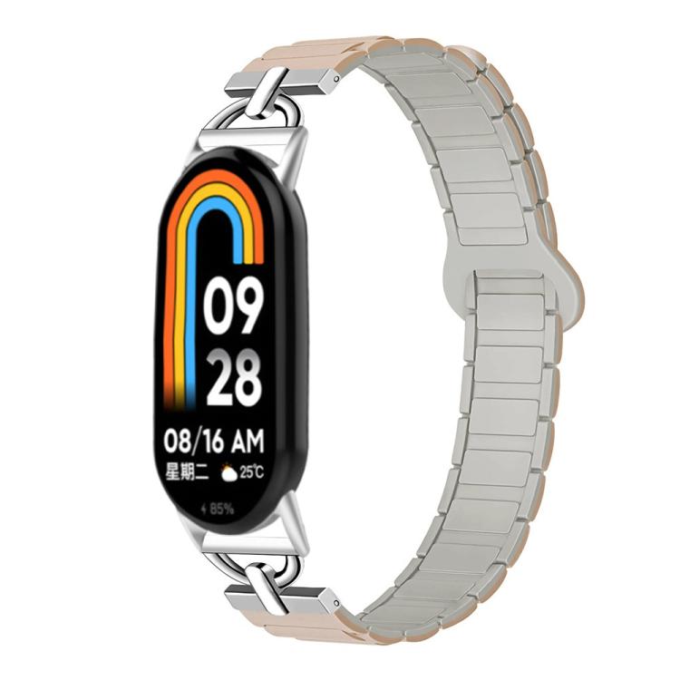 For Xiaomi Smart Band 10 / 9 / 8 D - shaped Tri - beads Magnetic Silicone Watch Band(Milk Tea Rock White) - Mega Discount Store LebanonLebanon