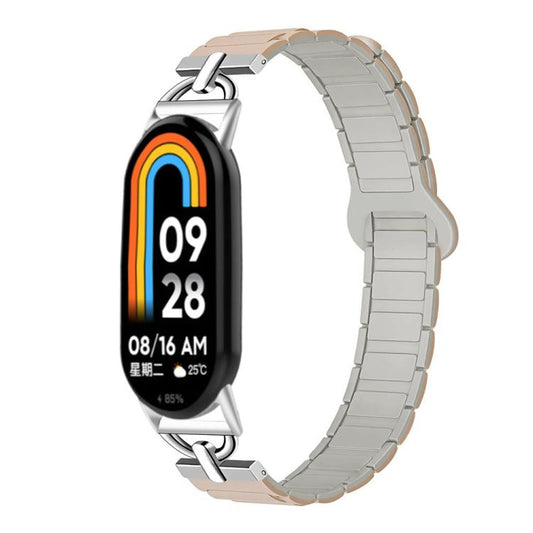 For Xiaomi Smart Band 10 / 9 / 8 D - shaped Tri - beads Magnetic Silicone Watch Band(Milk Tea Rock White) - Mega Discount Store LebanonLebanon