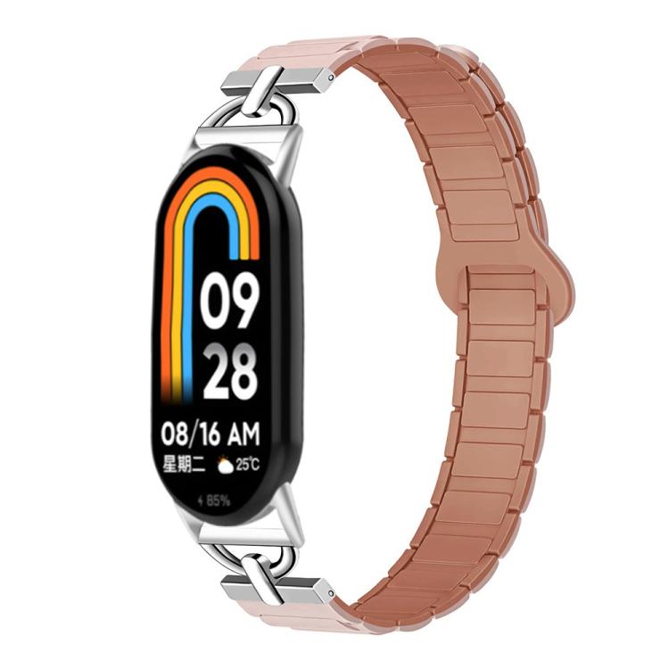For Xiaomi Smart Band 10 / 9 / 8 D - shaped Tri - beads Magnetic Silicone Watch Band(Pink Rose Gray) - Mega Discount Store LebanonLebanon