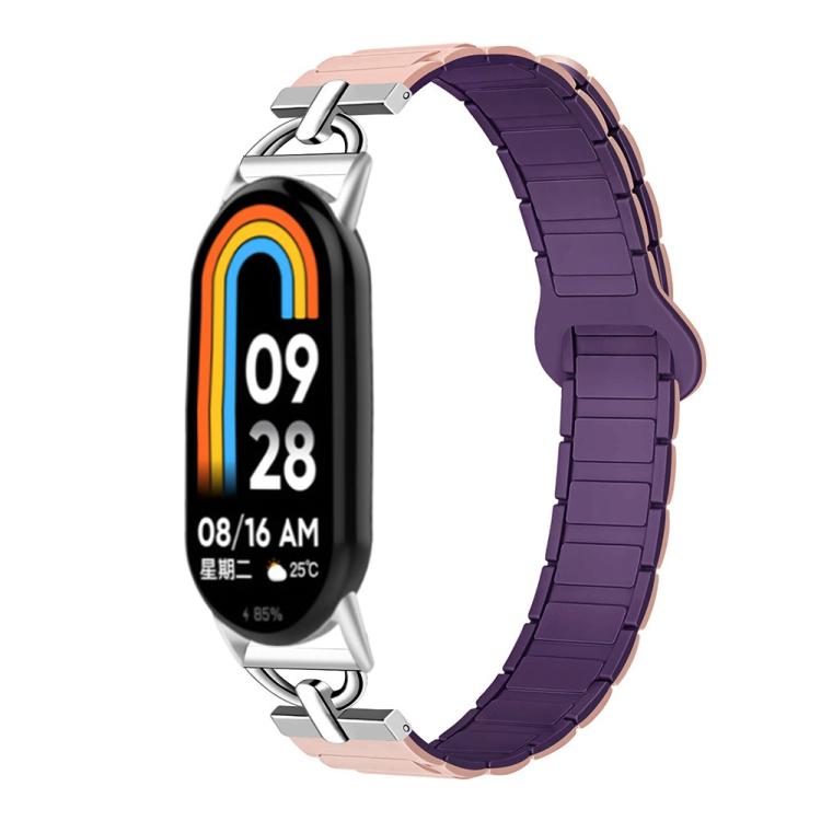 For Xiaomi Smart Band 10 / 9 / 8 D - shaped Tri - beads Magnetic Silicone Watch Band(Pink Sand Plums) - Mega Discount Store LebanonLebanon