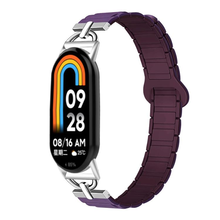 For Xiaomi Smart Band 10 / 9 / 8 D - shaped Tri - beads Magnetic Silicone Watch Band(Plum Berry Purple) - Mega Discount Store LebanonLebanon