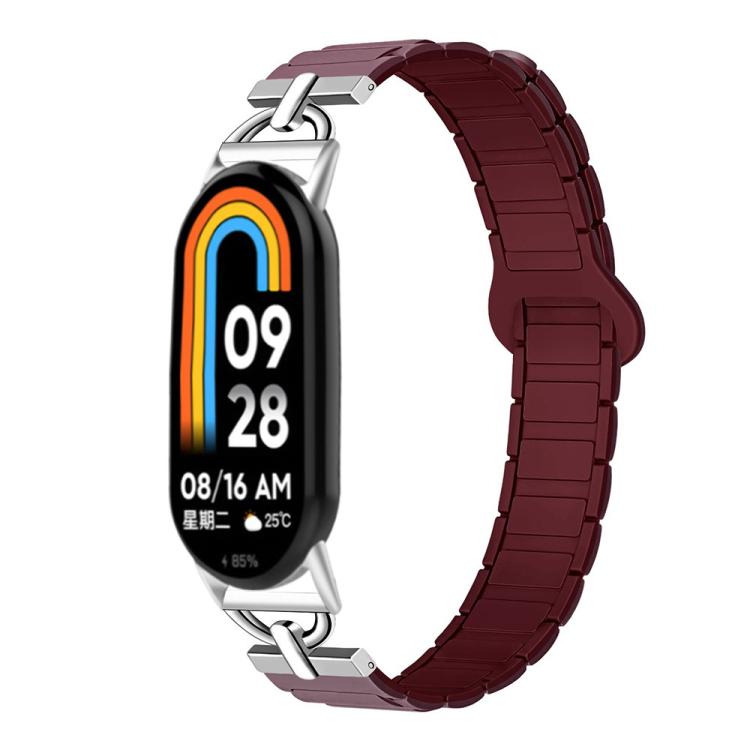 For Xiaomi Smart Band 10 / 9 / 8 D - shaped Tri - beads Magnetic Silicone Watch Band(Smoky Purple Wine Red) - Mega Discount Store LebanonLebanon