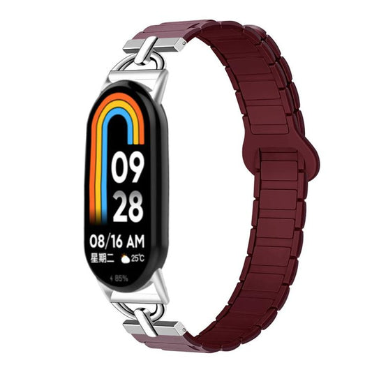 For Xiaomi Smart Band 10 / 9 / 8 D - shaped Tri - beads Magnetic Silicone Watch Band(Smoky Purple Wine Red) - Mega Discount Store LebanonLebanon