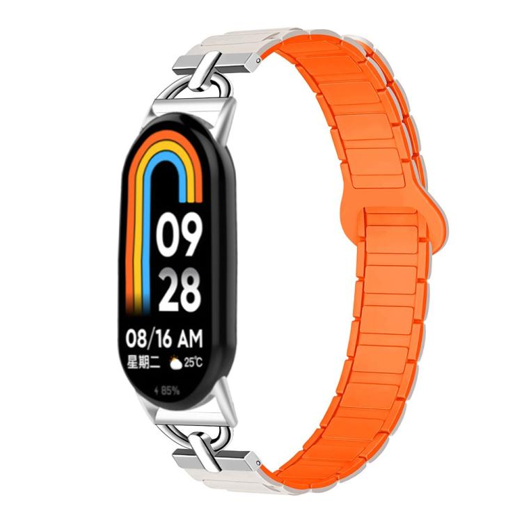 For Xiaomi Smart Band 10 / 9 / 8 D - shaped Tri - beads Magnetic Silicone Watch Band(Starlight Orange) - Mega Discount Store LebanonLebanon