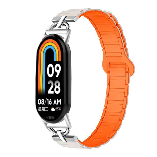 For Xiaomi Smart Band 10 / 9 / 8 D - shaped Tri - beads Magnetic Silicone Watch Band(Starlight Orange) - Mega Discount Store LebanonLebanon