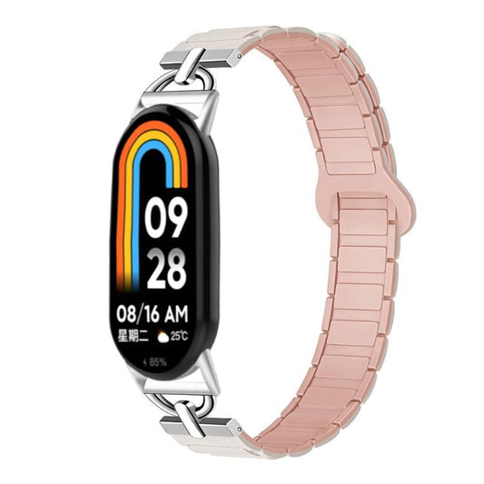 For Xiaomi Smart Band 10 / 9 / 8 D - shaped Tri - beads Magnetic Silicone Watch Band(Starlight Pink Sand) - Mega Discount Store LebanonLebanon