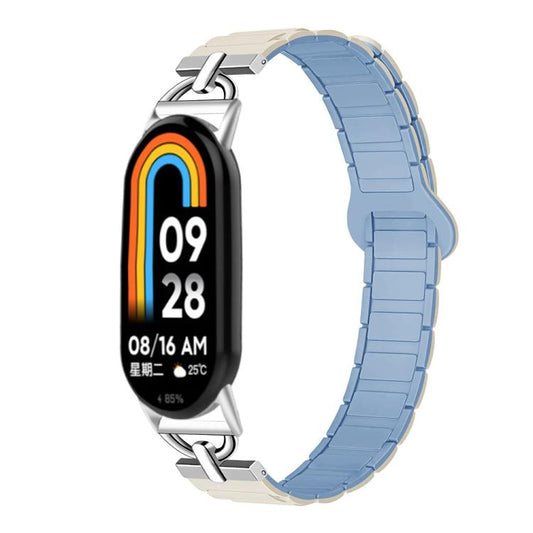 For Xiaomi Smart Band 10 / 9 / 8 D - shaped Tri - beads Magnetic Silicone Watch Band(White Fog Blue) - Mega Discount Store LebanonLebanon