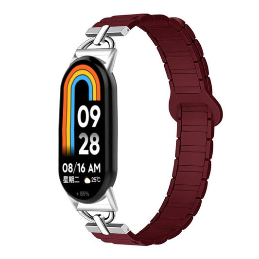 For Xiaomi Smart Band 10 / 9 / 8 D - shaped Tri - beads Magnetic Silicone Watch Band(Wine Red) - Mega Discount Store LebanonLebanon