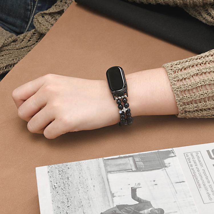 For Xiaomi Smart Band 10 / 9 / 8 Dual Row Beaded Chain Watch Band(Black) - Mega Discount Store LebanonLebanon